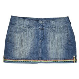 Vintage Y2K Marithe Francois Girbaud Denim Stripe Short Mini Skirt Size 31